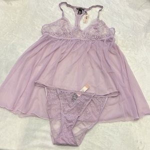 Lilac lace 2 piece boudoir set